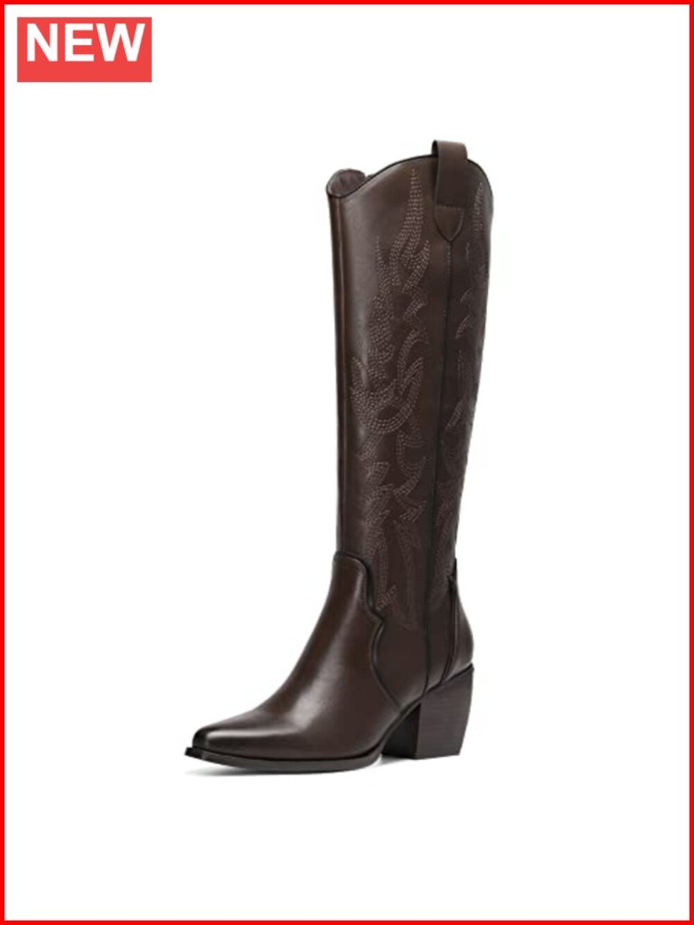 Women's Knee High Chunky Heel Cowboy Boots Faux Leather Western